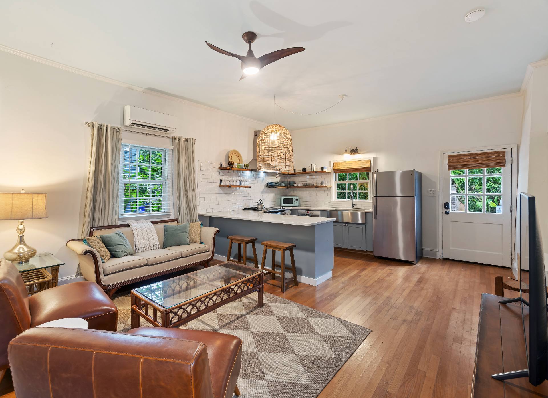 Suite A living room and kitchen
