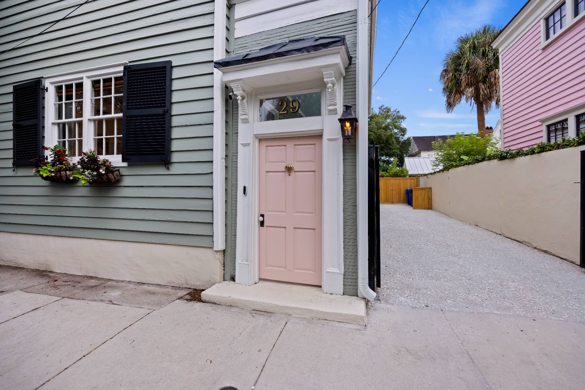 29 Bogard Street pink front door and driveway