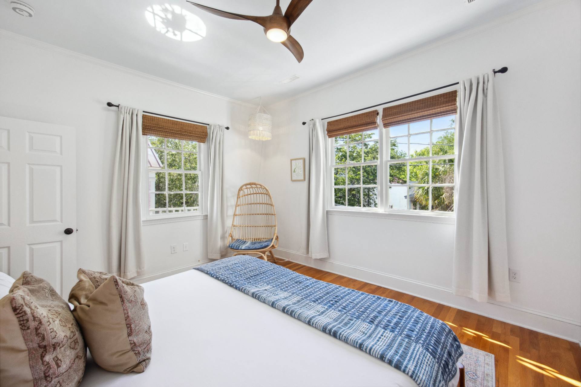 Suite B queen bedroom with hanging chair